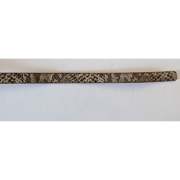 Eaton Women Skinny Belt Reptile Python Animal Print Brown Size L Made In Canada - Picture 5 of 8